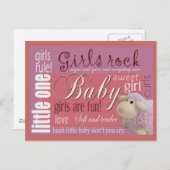ガールズロック赤ちゃんシャワー葉書 インビテーションポストカード (正面/裏面)