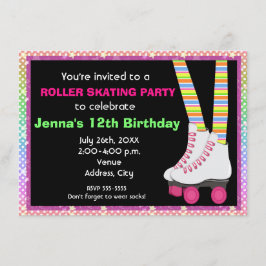 ガールズローラスケートスケートで滑る誕生日招待状 招待状