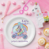 ガールズローラースケートで滑るパープルバースデーパーティー ペーパープレート (パーティー)