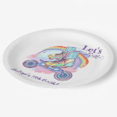 ガールズローラースケートで滑るパープルバースデーパーティー ペーパープレート (アングル)