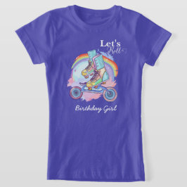 ガールズローラースケートで滑るパープル誕生日 Tシャツ