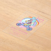 ガールズローラースケートで滑るピンクバースデーパーティー アクリル招待状 (レイダウン)