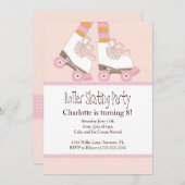 ガールズローラースケートで滑る主題パーティの招待状 招待状 (正面/裏面)