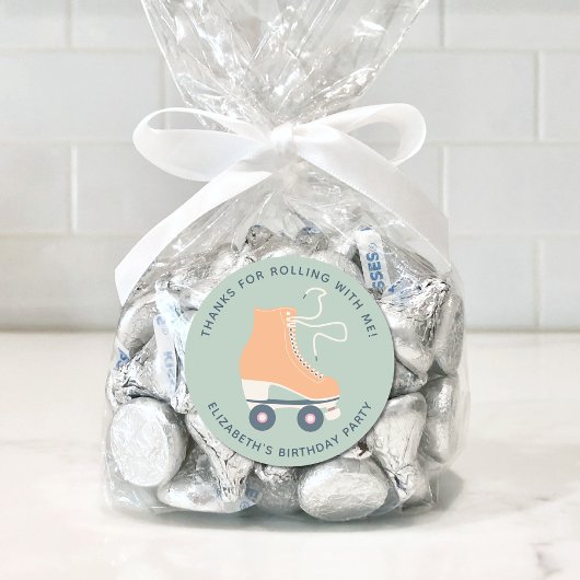 ガールズローラースケートで滑る誕生日パーティーありがとう ラウンドシール