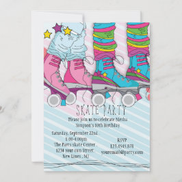 ガールズローラースケートで滑る誕生日パーティーの招待 招待状