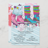 ガールズローラースケートで滑る誕生日パーティーの招待 招待状 (正面/裏面)