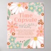 ガールズワイルドフラワーデイジーフォト誕生日ウェルカムサイン ポスター (正面)