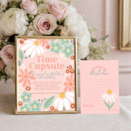 ガールズワイルドフラワーデイジーフォト誕生日ウェルカムサイン ポスター