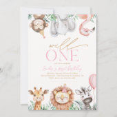 ガールズワイルドワンアニマルパーティの招待状 招待状 (正面)