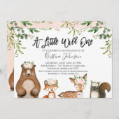ガールズワイルドワンウッドランドベビーシャワー招待状 招待状 (正面/裏面)