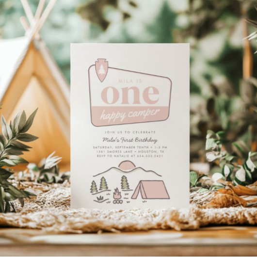 ガールズワンハッピーキャンパーパークエクスプローラー1st誕生日 招待状