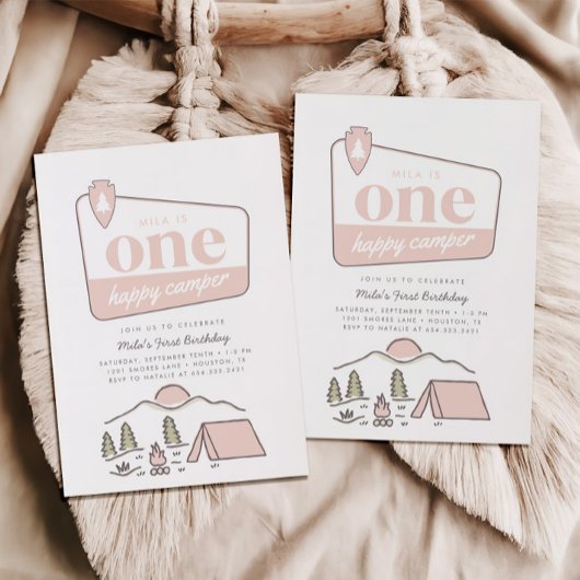 ガールズワンハッピーキャンパーパークエクスプローラー1st誕生日 招待状