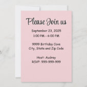 ガールズワンバースデー春バタフライ招待状 招待状 (裏面)