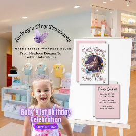 ガールズワンバースデー春バタフライ招待状 招待状