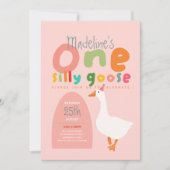 ガールズワン間抜けグースサマーキッズファースト誕生日 招待状 (正面)