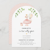 ガールズワン間抜けグース1歳の誕生日パーティー 招待状 (正面/裏面)