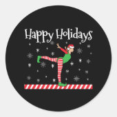 ガールズ体操クリスマス小妖精や小人 ラウンドシール (正面)