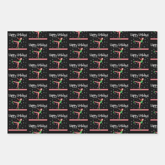 ガールズ体操クリスマス小妖精や小人 ラッピングペーパーシート (正面)