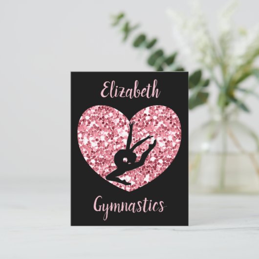 ガールズ体操バラ金ゴールド パーソナライズされた ポストカード (スタンド正面)