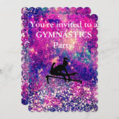 ガールズ体操バースデーパーティーカスタム招待状 (正面/裏面)