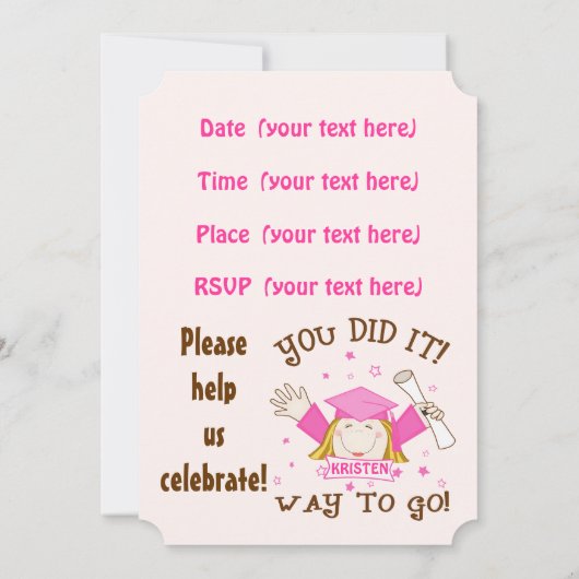 ガールズ卒業パーティー招待状 招待状 (裏面)