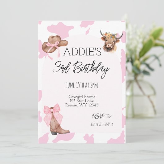 ガールズ女性のカーボーイ誕生日招待状 招待状 (スタンド正面)
