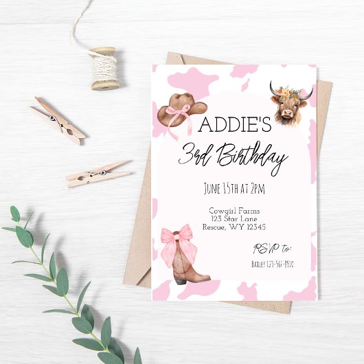 ガールズ女性のカーボーイ誕生日招待状 招待状