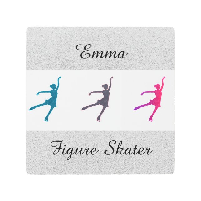 ガールズ姿スケーター/アイススケートで滑る パーソナライズされた メタルプリント (正面)