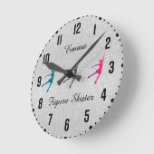 ガールズ姿スケーター/アイススケートで滑る ラウンド壁時計 (傾斜)