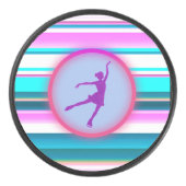 ガールズ姿スケートで滑るストライプ アイスホッケーパック (正面)