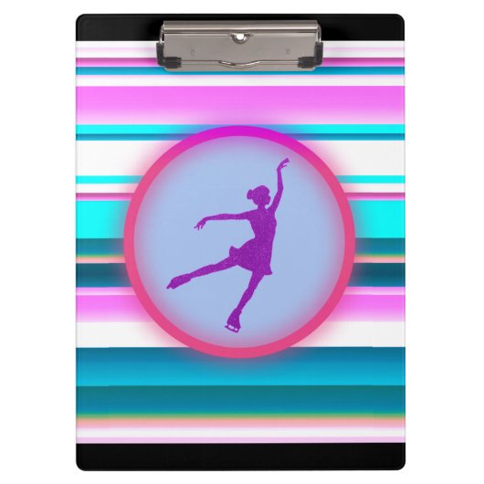 ガールズ姿スケートで滑るストライプ クリップボード (正面)