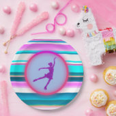 ガールズ姿スケートで滑るストライプ ペーパープレート (パーティー)