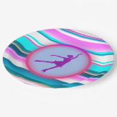 ガールズ姿スケートで滑るストライプ ペーパープレート (アングル)