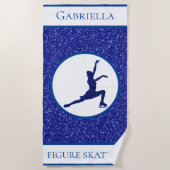 ガールズ姿スケートで滑るスパークルパーソナライズされた ビーチタオル (正面)