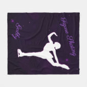 ガールズ姿スケートで滑る紫と白 フリースブランケット (正面(横))