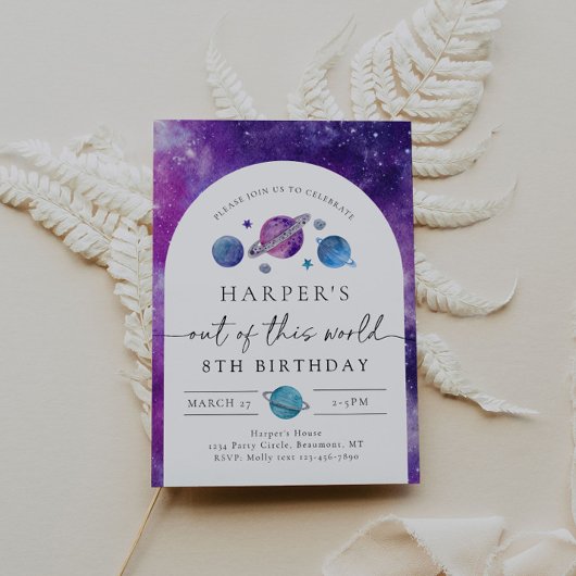 ガールズ宇宙誕生日招待状 |宇宙誕生日 招待状