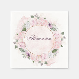ガールズ宗教的お祝いピンクローズ スタンダードカクテルナプキン
