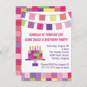 ガールズ建物ブロック誕生日パーティー 招待状 (正面/裏面)