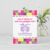 ガールズ建物ブロック誕生日招待状 招待状 (スタンド正面)