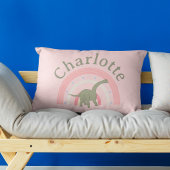 ガールズ恐竜レインボーピンクベッドルームカスタム アクセントクッション