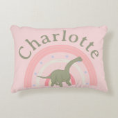 ガールズ恐竜レインボーピンクベッドルームカスタム アクセントクッション (正面)