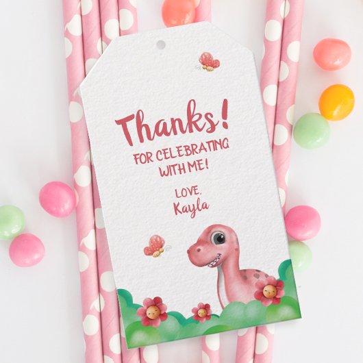 ガールズ恐竜誕生日ありがとう ギフトタグ