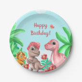 ガールズ恐竜誕生日 ペーパープレート (正面)