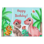 ガールズ恐竜誕生日 ラージペーパーバッグ (正面)