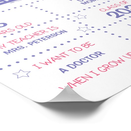 ガールズ新学期紫とピンク ポスター (角)