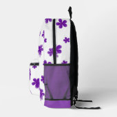 ガールズ用水彩紫色の花柄10代の プリントバックパック (右)