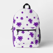 ガールズ用水彩紫色の花柄10代の プリントバックパック (正面)