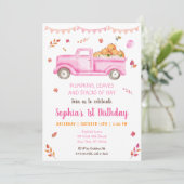 ガールズ秋パンプキントラック誕生日招待状 招待状 (スタンド正面)