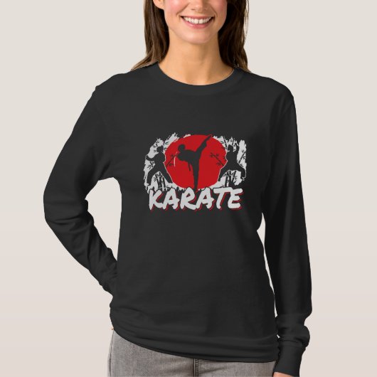 ガールズ空手 – Patriotic Japan 日本のテーマ Tシャツ (正面)