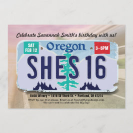 ガールズ第16誕生日オレゴン免許招待状 招待状